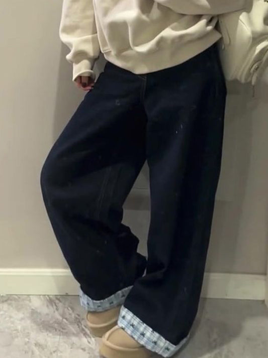 Retro Bow Grid Boyfriend Jeans