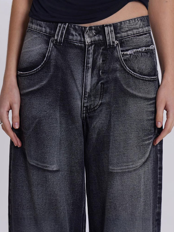 Gradient Wing Print Boyfriend Jeans