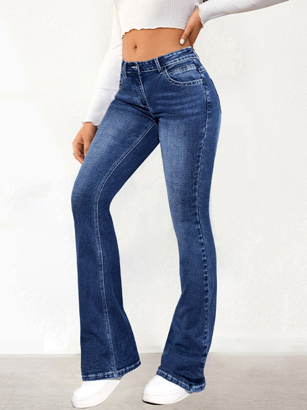 Washed Slim Fit Flare Jeans
