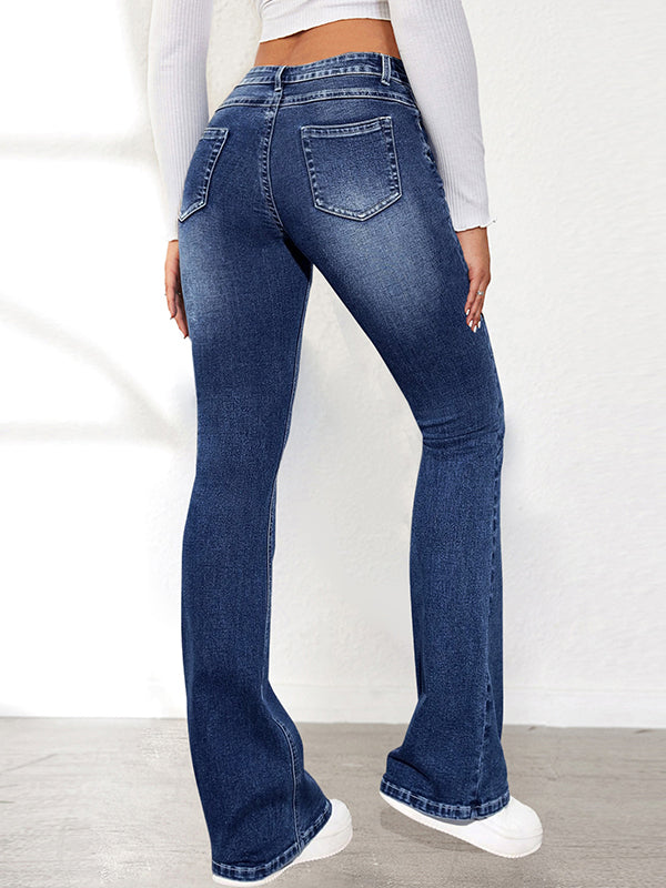Washed Slim Fit Flare Jeans