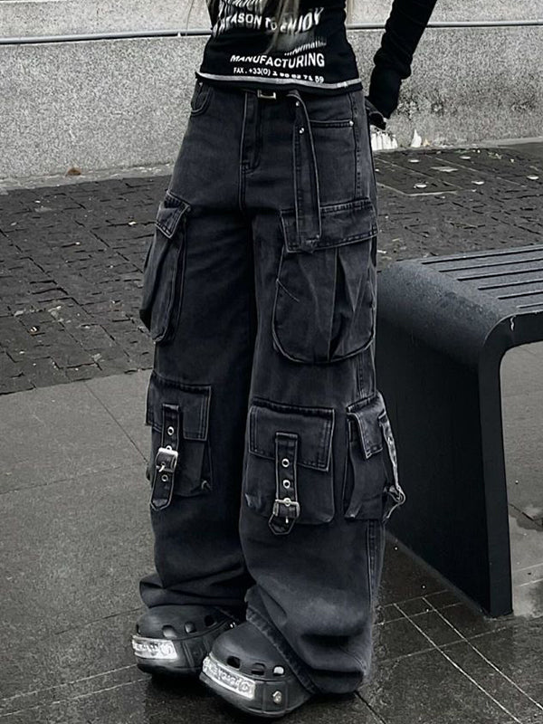 Retro Multi-Pockets Cargo Jeans