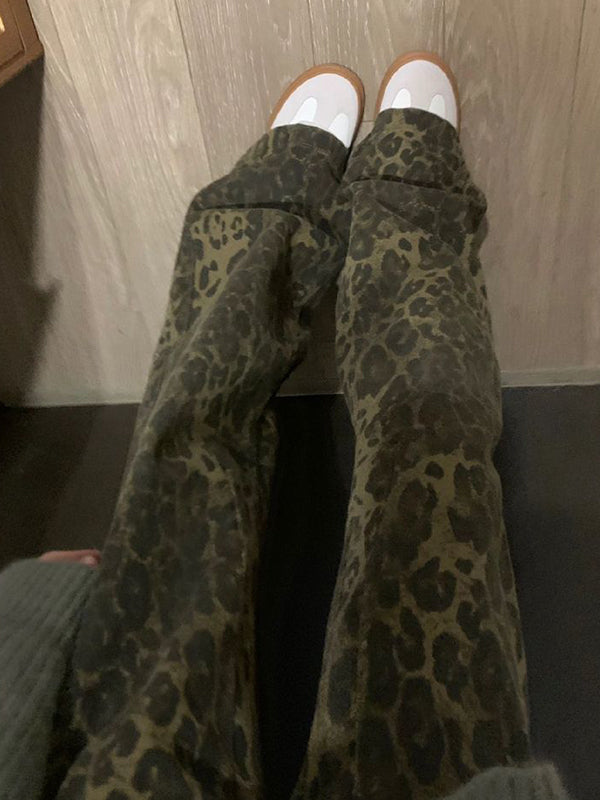 Retro Leopard Print Boyfriend Jeans