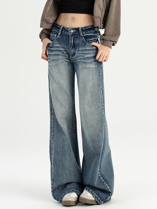 Vintage Washed Loose Flare Jeans