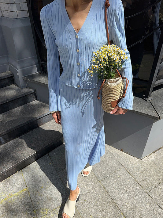Elegant Vertical Stripes Two Piece Sets