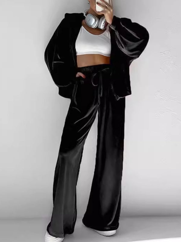 Golden Velvet European Fashion Two Piece Sets