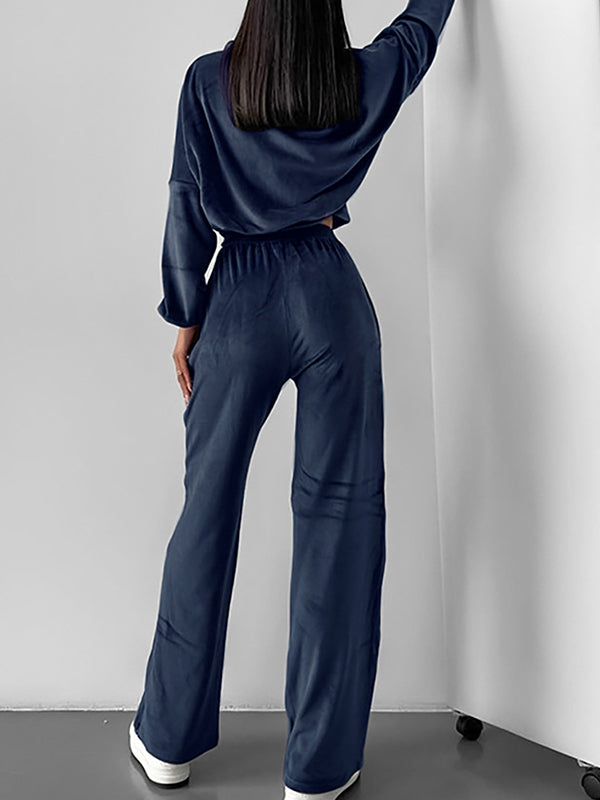 European And Style Small Stand-Up Collar And High Waist Two Piece Sets