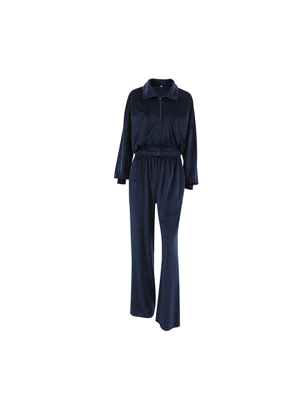 European And Style Small Stand-Up Collar And High Waist Two Piece Sets