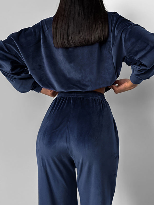 European And Style Small Stand-Up Collar And High Waist Two Piece Sets