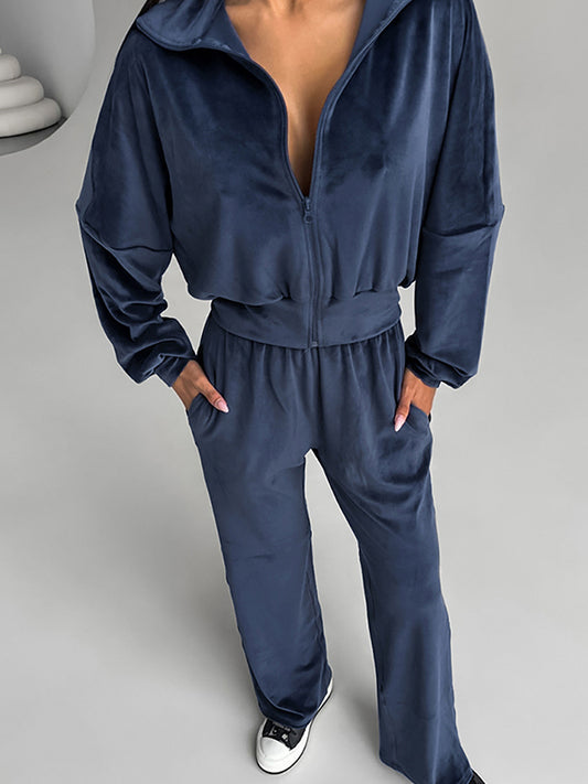 European And Style Small Stand-Up Collar And High Waist Two Piece Sets