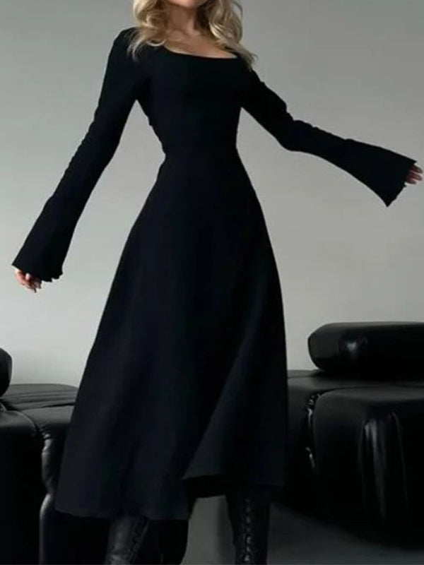 Elegant Slim-Fitting Long Sleeves Maxi Dresses