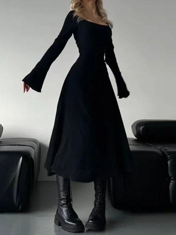 Elegant Slim-Fitting Long Sleeves Maxi Dresses