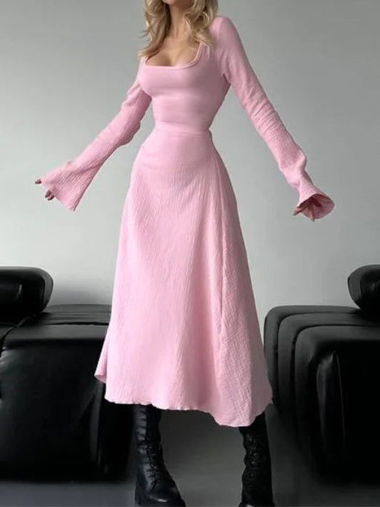 Elegant Slim-Fitting Long Sleeves Maxi Dresses