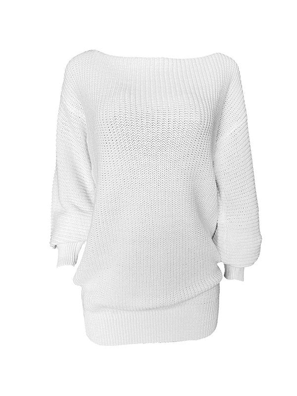 Multi-wear Lantern Sleeve Casual Sweater Dresses
