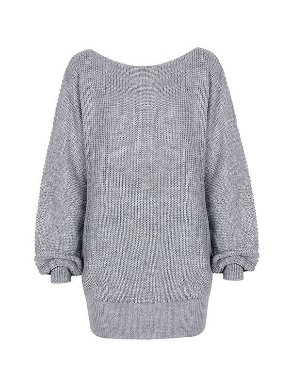 Multi-wear Lantern Sleeve Casual Sweater Dresses