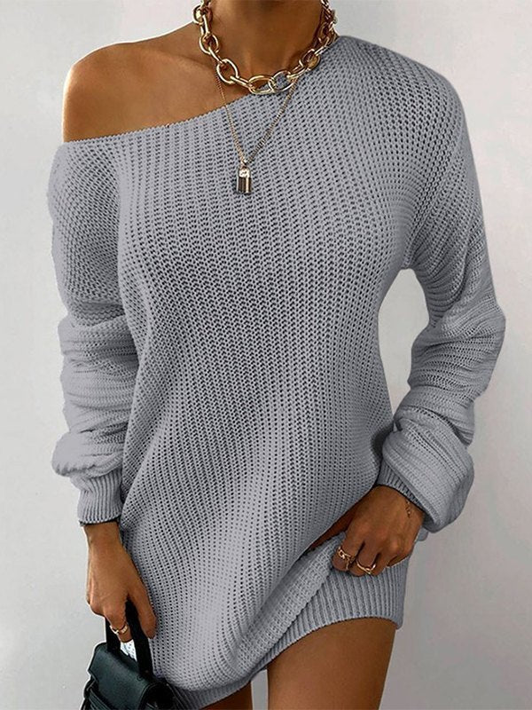 Multi-wear Lantern Sleeve Casual Sweater Dresses