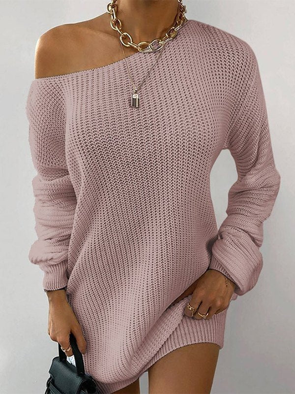Multi-wear Lantern Sleeve Casual Sweater Dresses