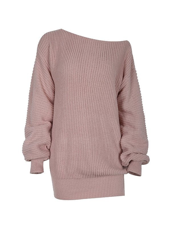 Multi-wear Lantern Sleeve Casual Sweater Dresses