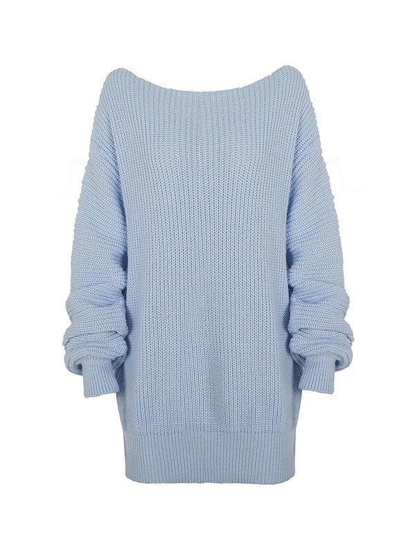 Multi-wear Lantern Sleeve Casual Sweater Dresses