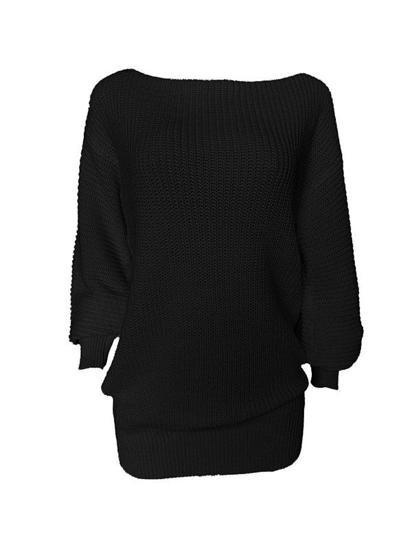 Multi-wear Lantern Sleeve Casual Sweater Dresses