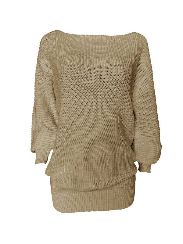 Multi-wear Lantern Sleeve Casual Sweater Dresses