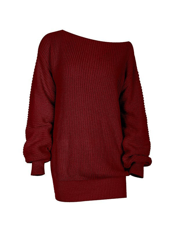 Multi-wear Lantern Sleeve Casual Sweater Dresses