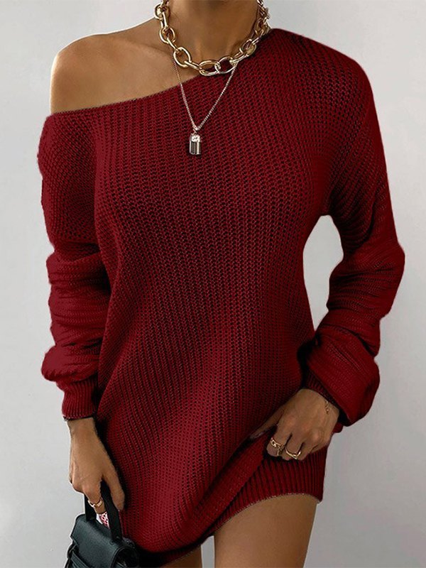 Multi-wear Lantern Sleeve Casual Sweater Dresses