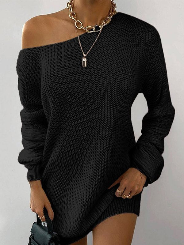Multi-wear Lantern Sleeve Casual Sweater Dresses