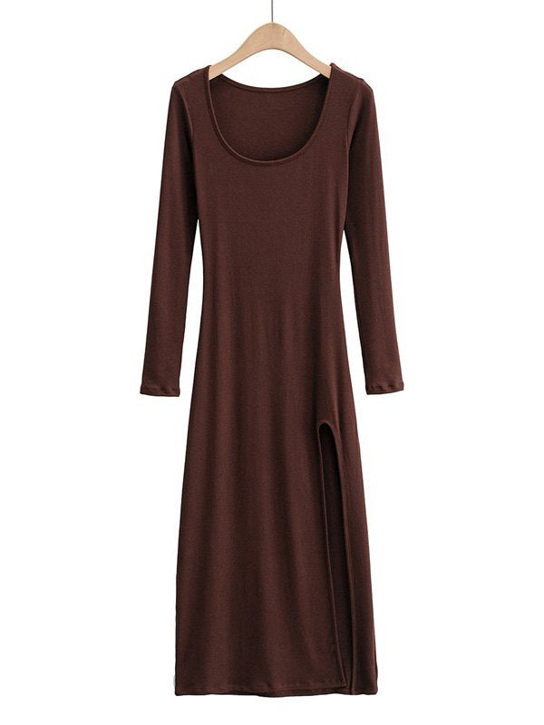 Long Sleeve Ribbed Maxi Dresses