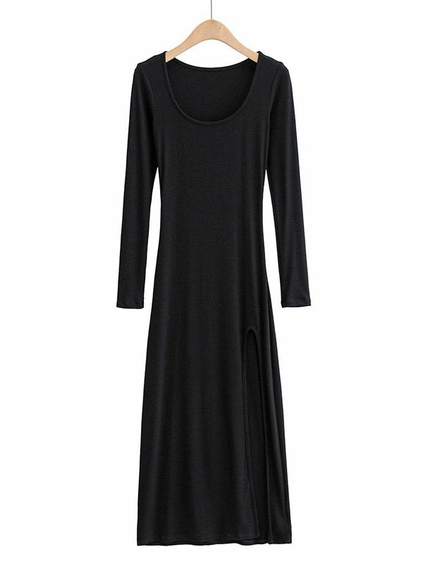 Long Sleeve Ribbed Maxi Dresses