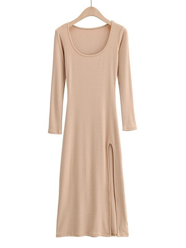 Long Sleeve Ribbed Maxi Dresses
