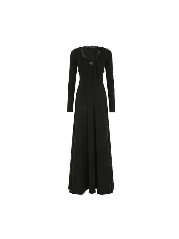 V-Neck Twist Pleated Cutout Maxi Dresses