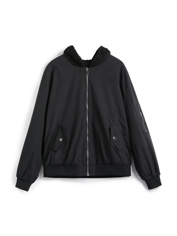 Reversible Oversize Fleece Hooded Jacket