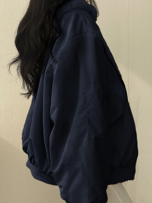 Reversible Oversize Fleece Hooded Jacket