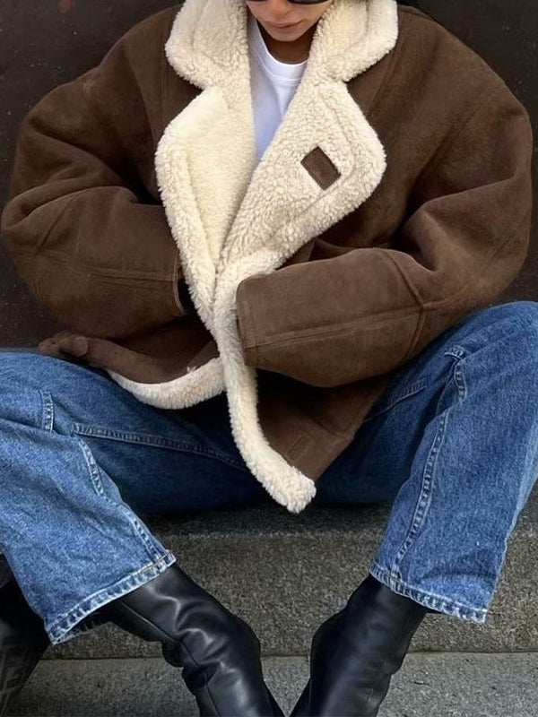Warm Retro Lambskin Coat Jackets