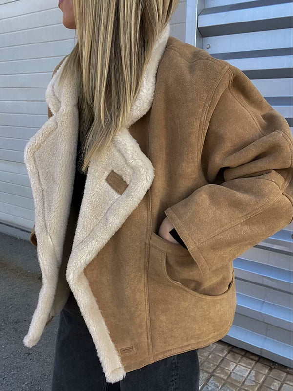 Warm Retro Lambskin Coat Jackets