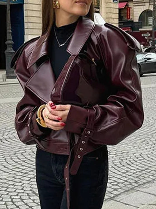 Pu Lapel Adjustable Cuffs Retro Motorcycle Jackets