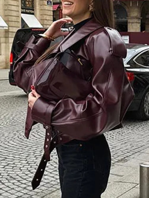Pu Lapel Adjustable Cuffs Retro Motorcycle Jackets