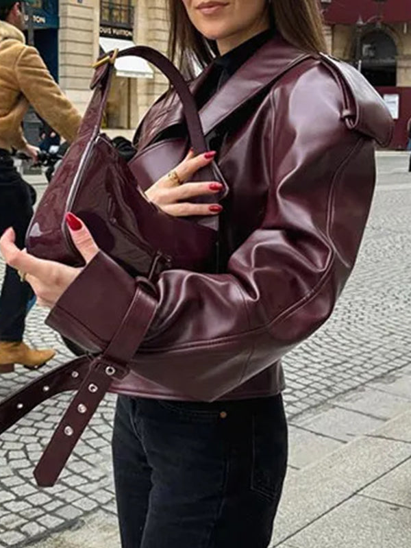 Pu Lapel Adjustable Cuffs Retro Motorcycle Jackets