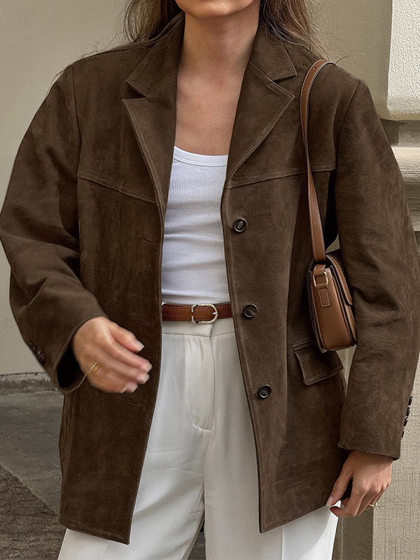 Nubuck Vintage Lapel Loose Suede Jackets