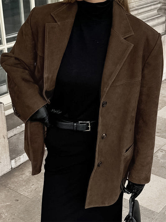 Nubuck Vintage Lapel Loose Suede Jackets