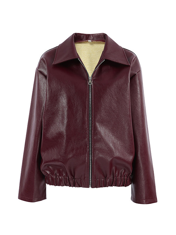 Large Lapel Leather Loose Jacket