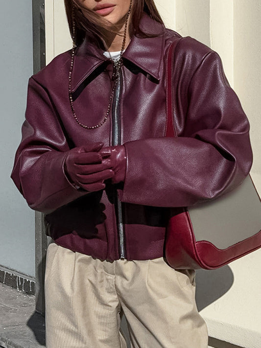 Large Lapel Leather Loose Jacket