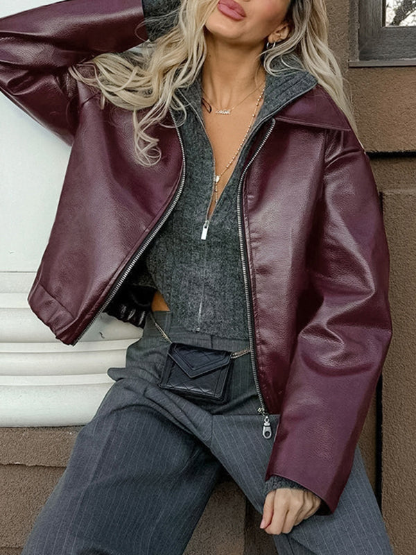 Large Lapel Leather Loose Jacket