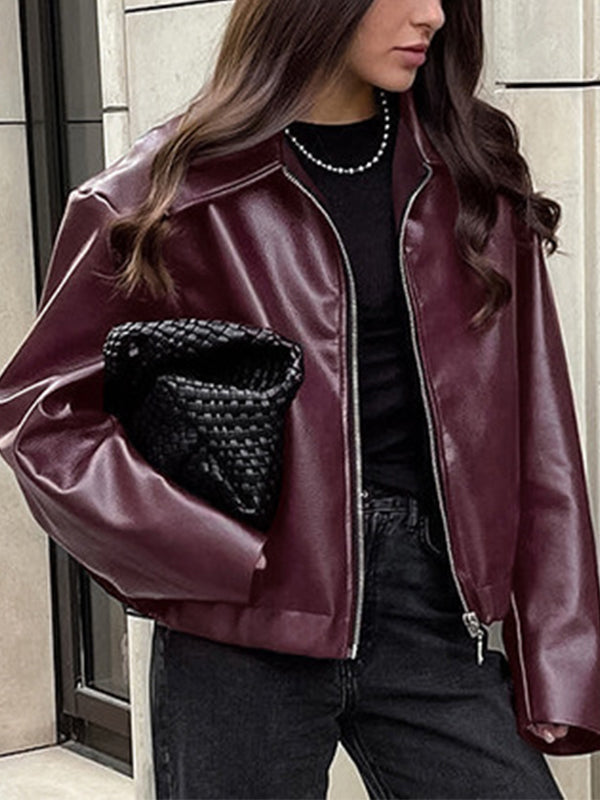 Large Lapel Leather Loose Jacket