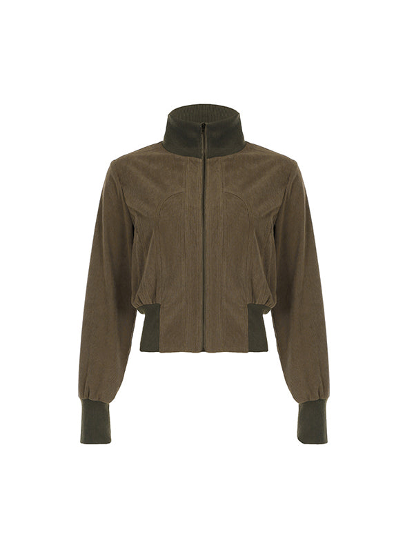 Retro Solid Color Pocket Waist Jacket