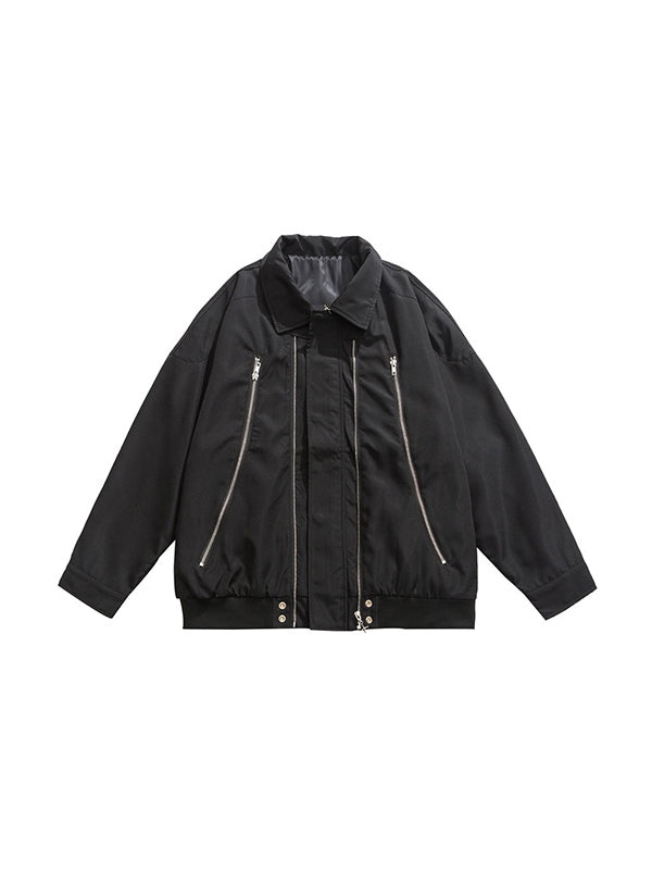 Vintage Double Zip Lapel Neck Jacket