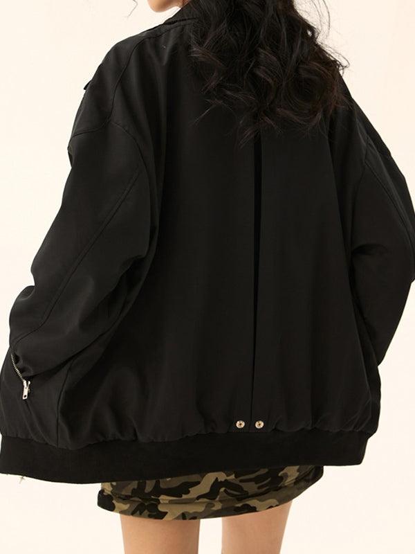 Vintage Double Zip Lapel Neck Jacket