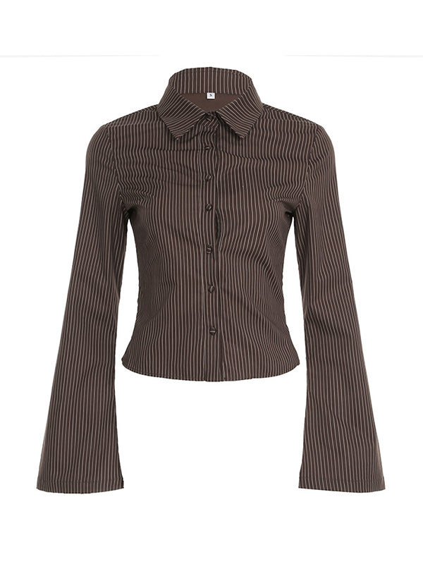 Stripe Print Long Sleeves Shirts