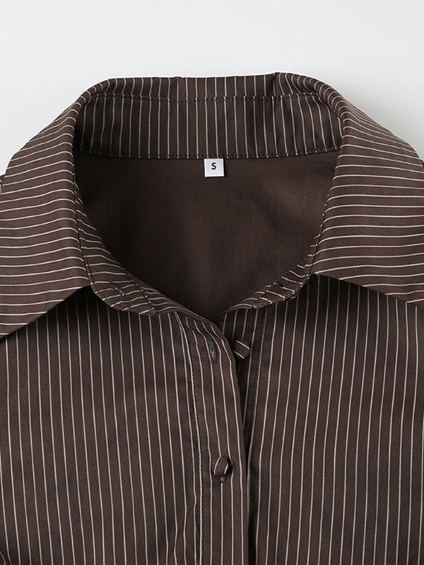 Stripe Print Long Sleeves Shirts