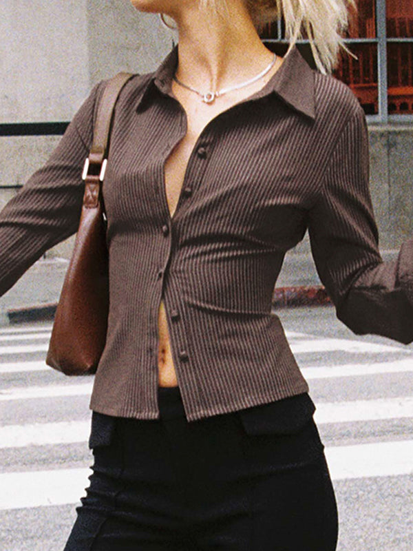 Stripe Print Long Sleeves Shirts
